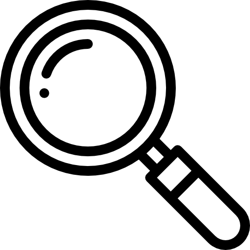 Logo lente di ingrandimento, ricerca di novità